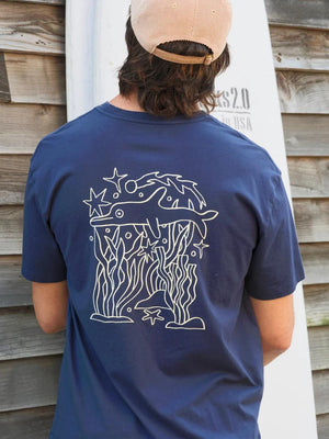 Open image in slideshow, NEW DOLPHIN ENERGY TEE - NAVY INDIGO
