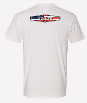 Open image in slideshow, TYLER AMERICAN FLAG TEE WHITE SALE
