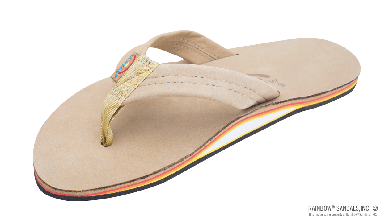 Brown rainbow hotsell flip flops